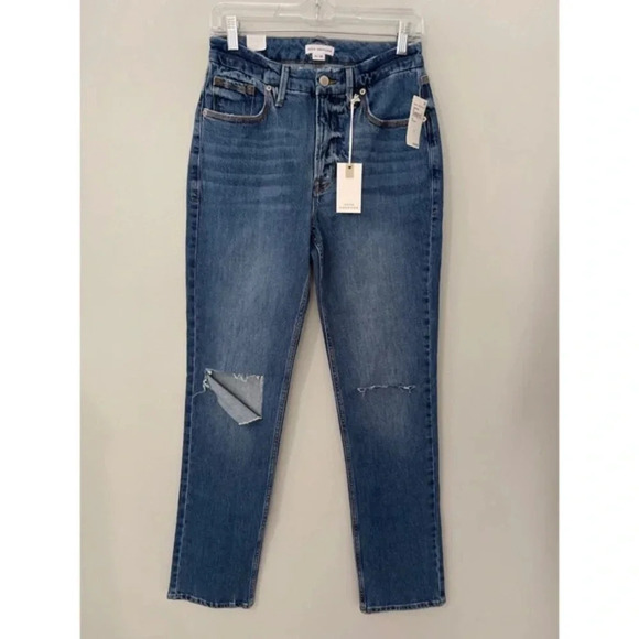 Good American Good 90S Icon Jeans Size 10/30 Indigo Straight Leg Denim‎ - Picture 3 of 13